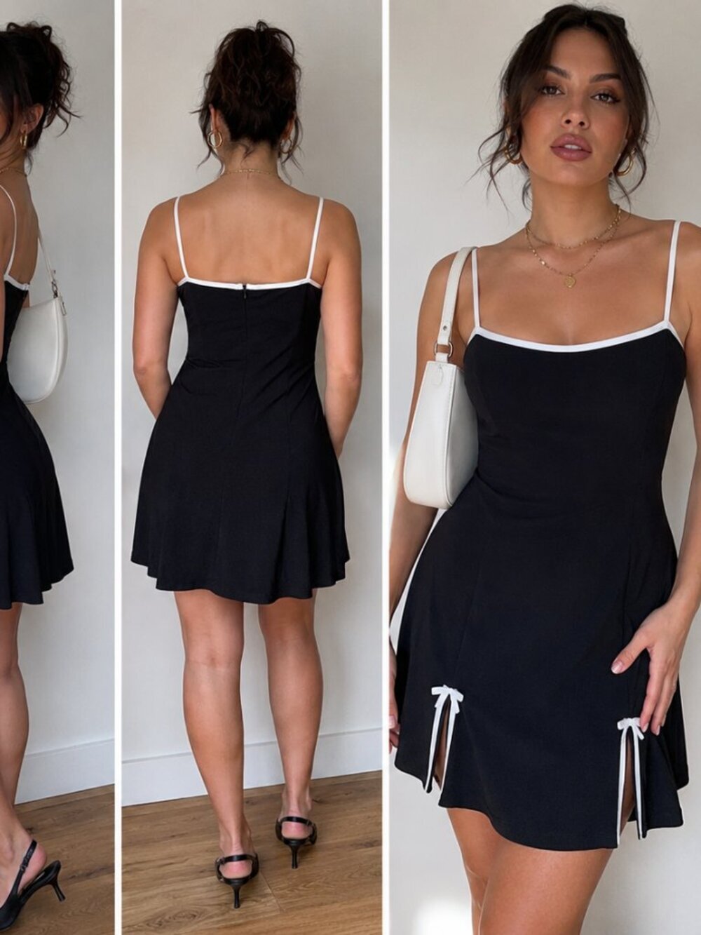 BCX Black & White Contrast Trim Mini Dress - Size 13 - Made in USA